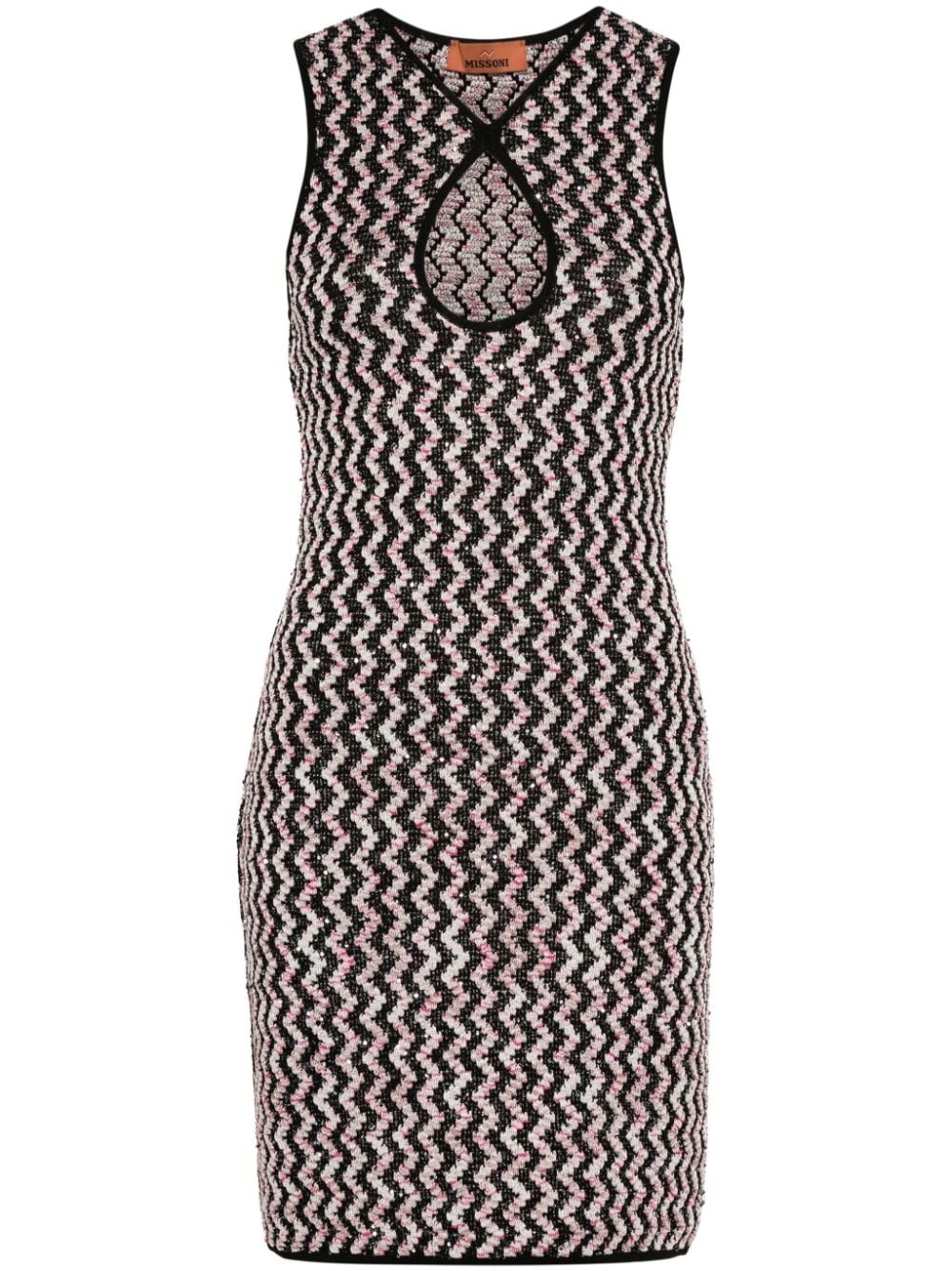 zigzag-pattern mini dress - 1