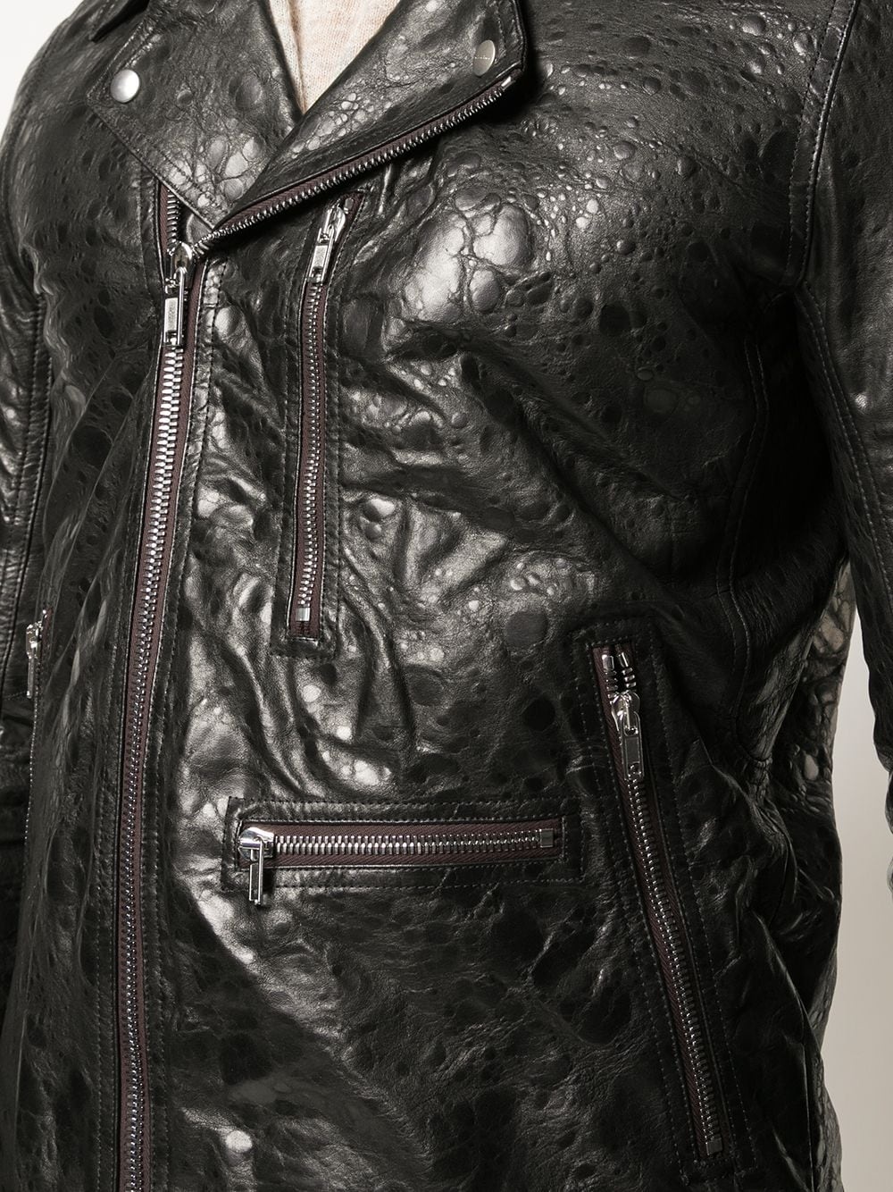 pebble effect leather jacket - 5