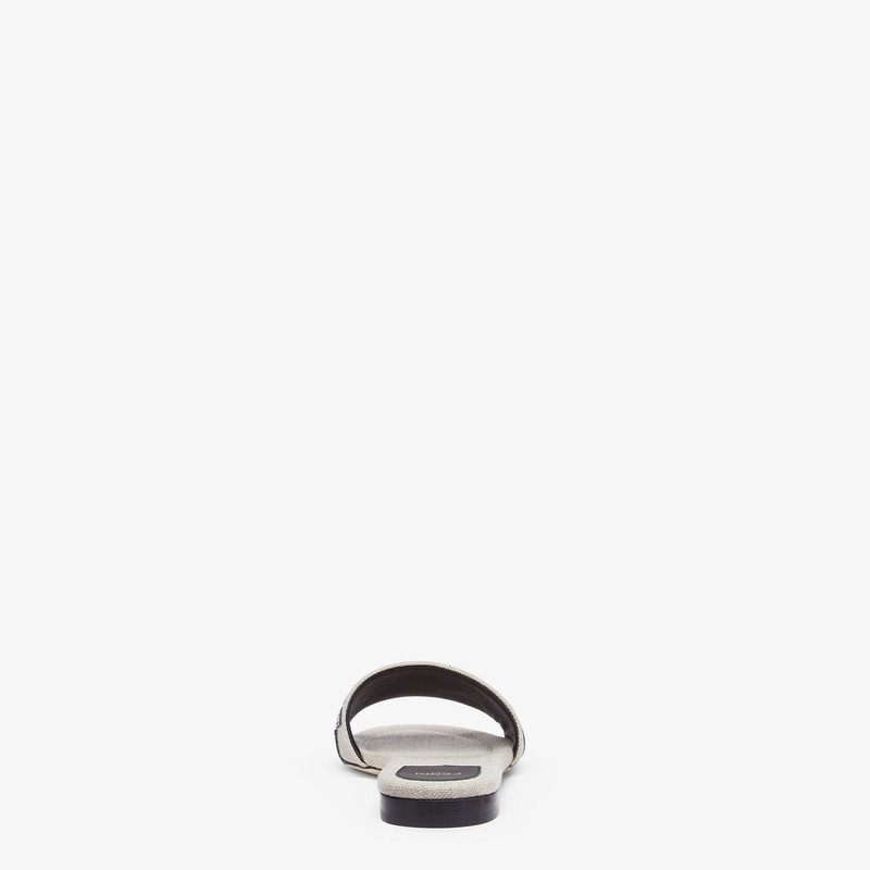 FENDI Canvas and black leather slides outlook