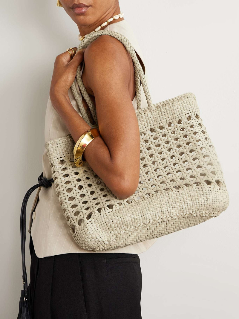 DRAGON DIFFUSION Eclipse woven leather tote Cream outlook