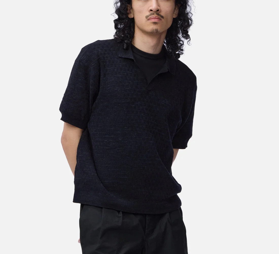 Knit Polo - Vintage Black Boxweave - 1