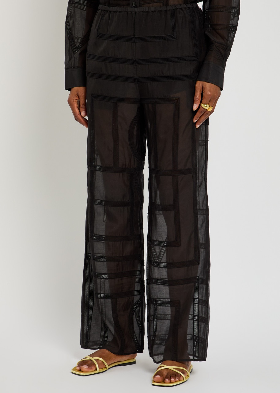 Toteme Logo Semi-sheer Cotton-blend Pyjama Trousers - 2