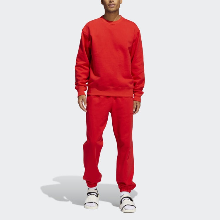 adidas originals x Pharrell Williams Crossover Solid Color Loose Sports Round Neck Pullover Red HF99 - 3