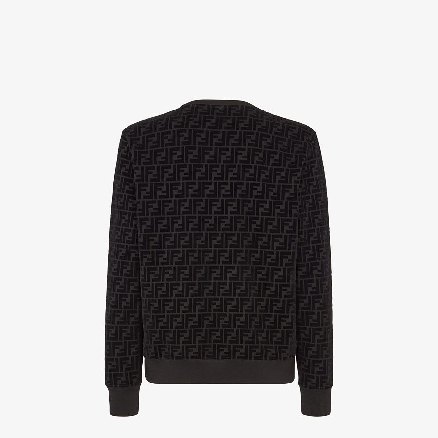 Black piqué sweatshirt - 2