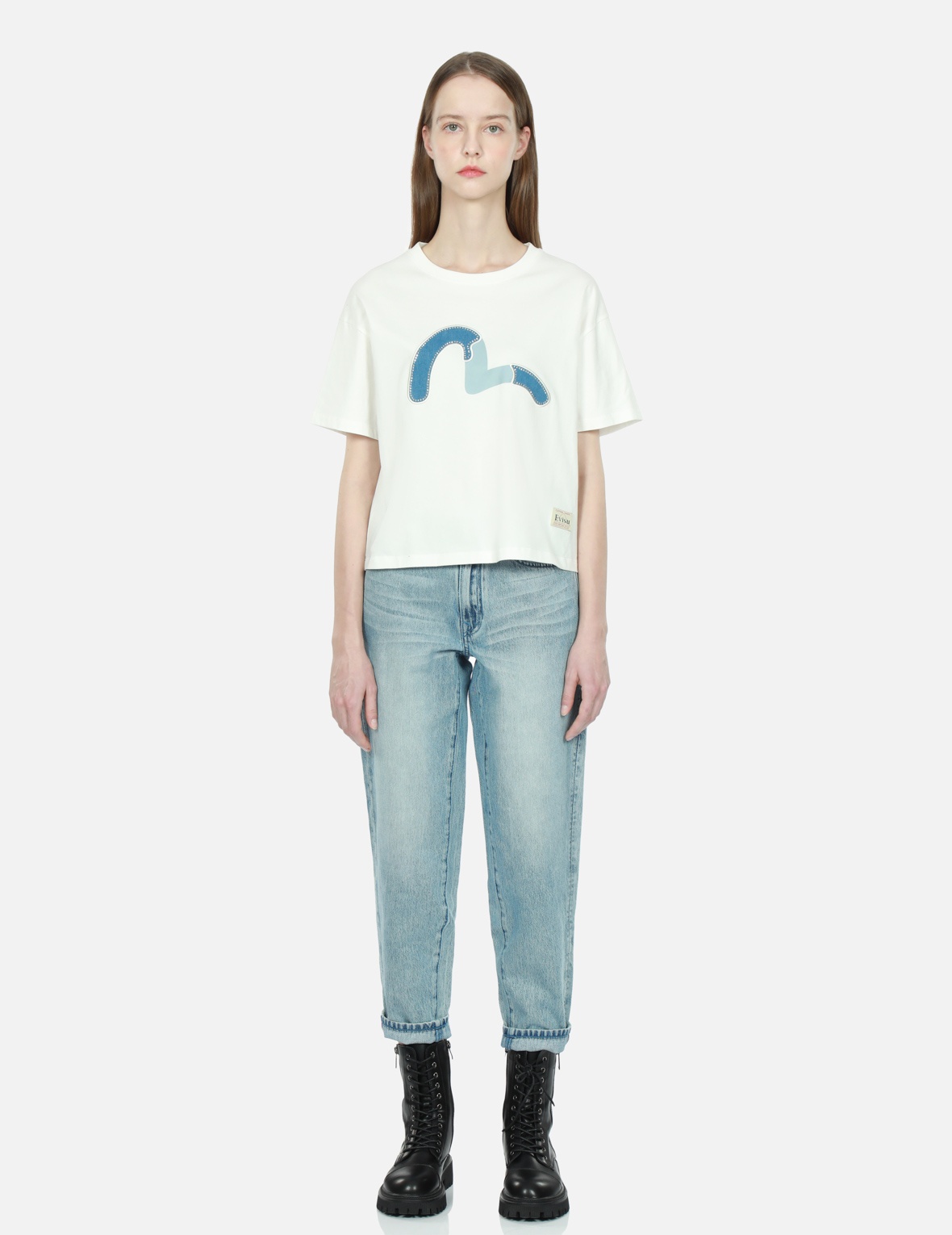 SEAGULL PRINT AND EMBROIDERY TAPER-FIT JEANS - 6