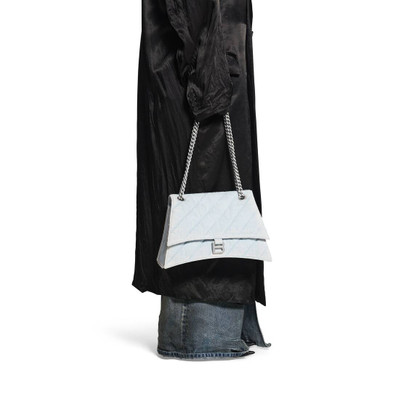 BALENCIAGA Women's Crush Medium Chain Bag Quilted Denim in Light Blue outlook