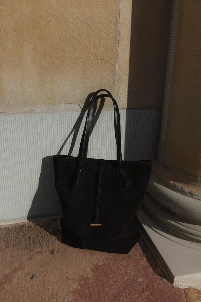 TALL SPROUT TOTE BLACK SUEDE - 5