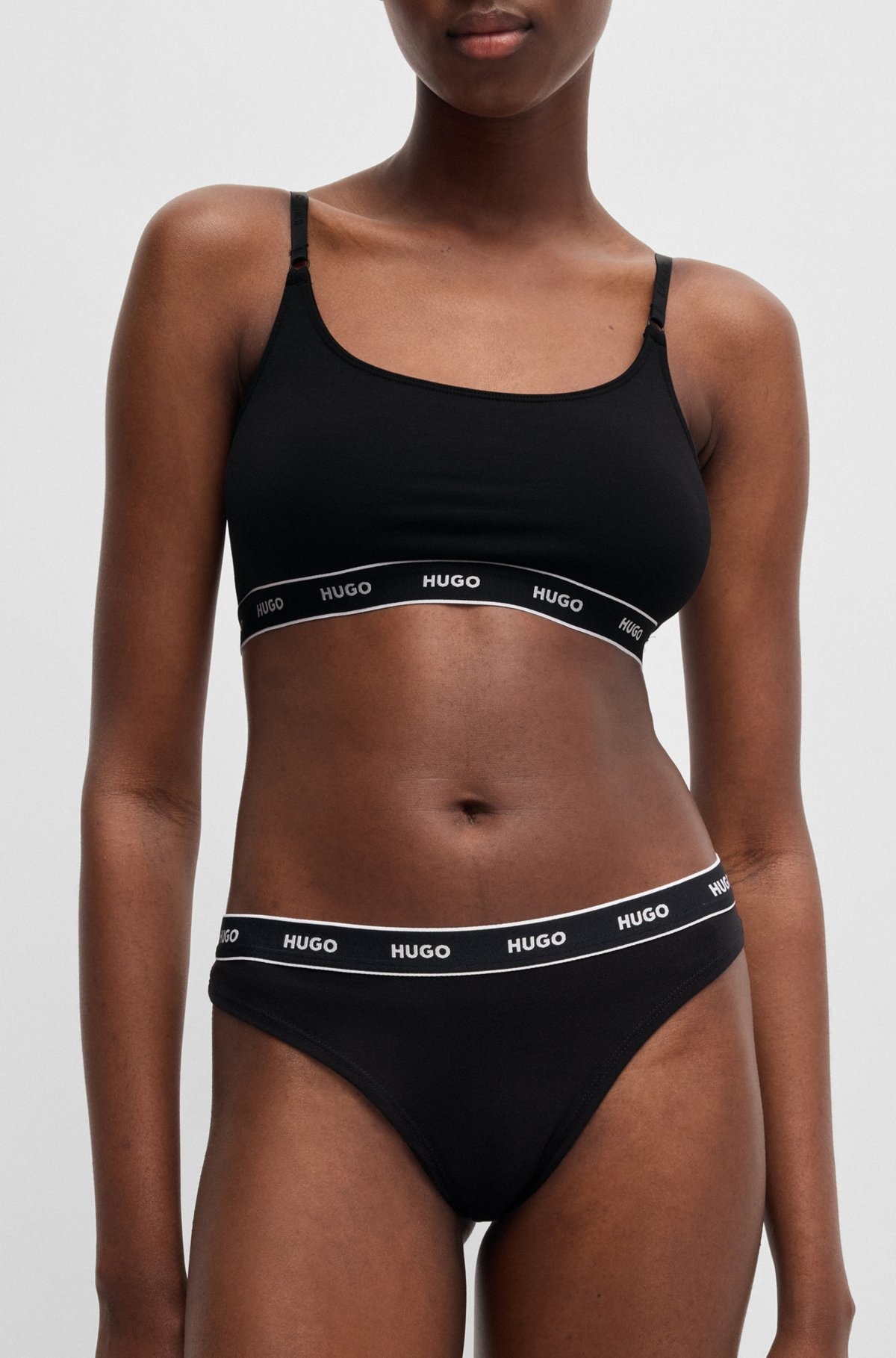 THREE-PACK OF STRETCH-COTTON THONG BRIEFS WITH LOGOS - 4