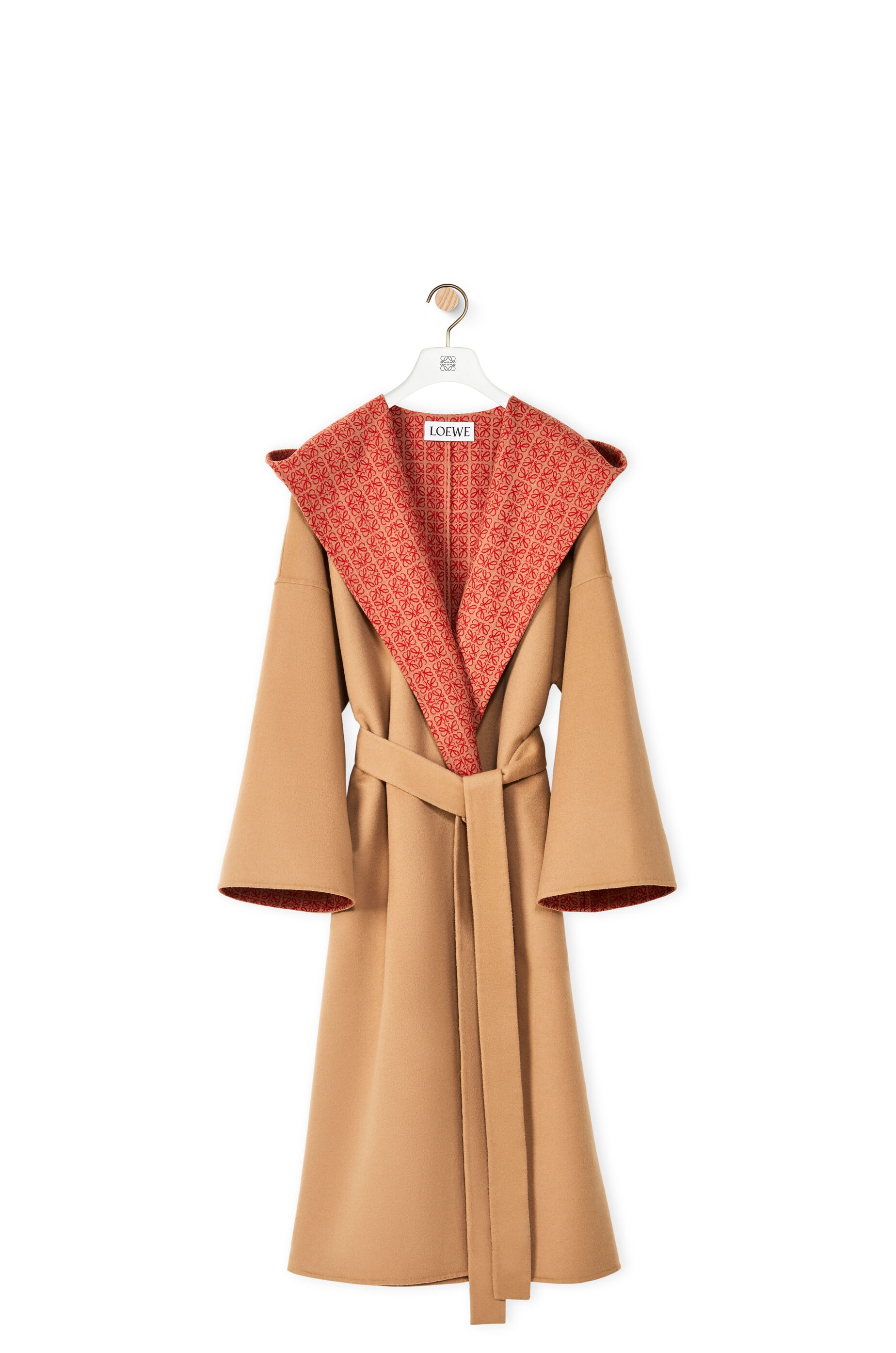 Anagram jacquard hooded coat in wool - 1
