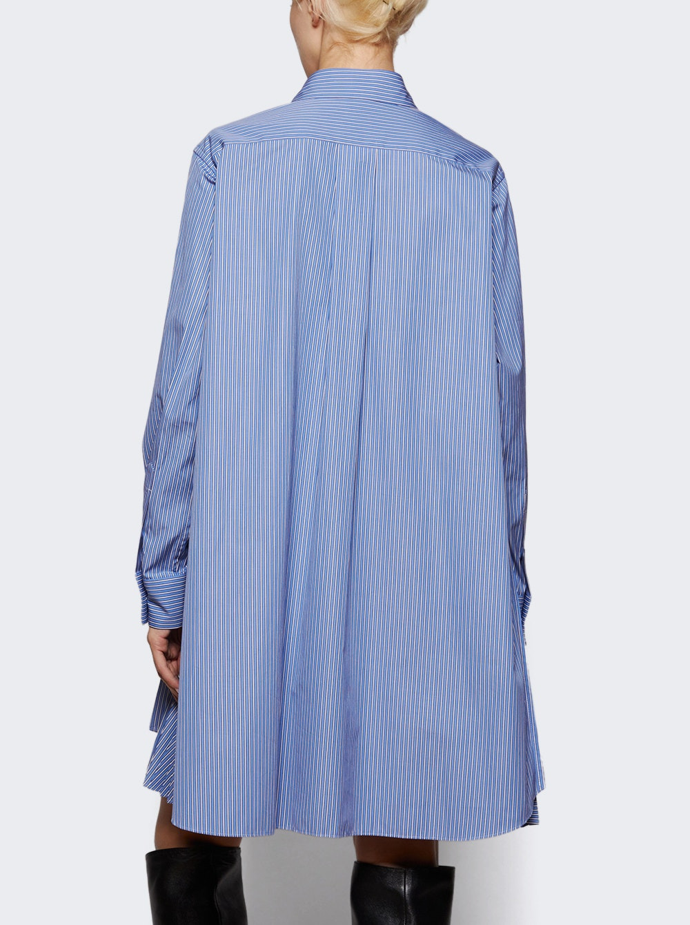 Poplin Shirt Dress Light Blue Pinstripe - 4