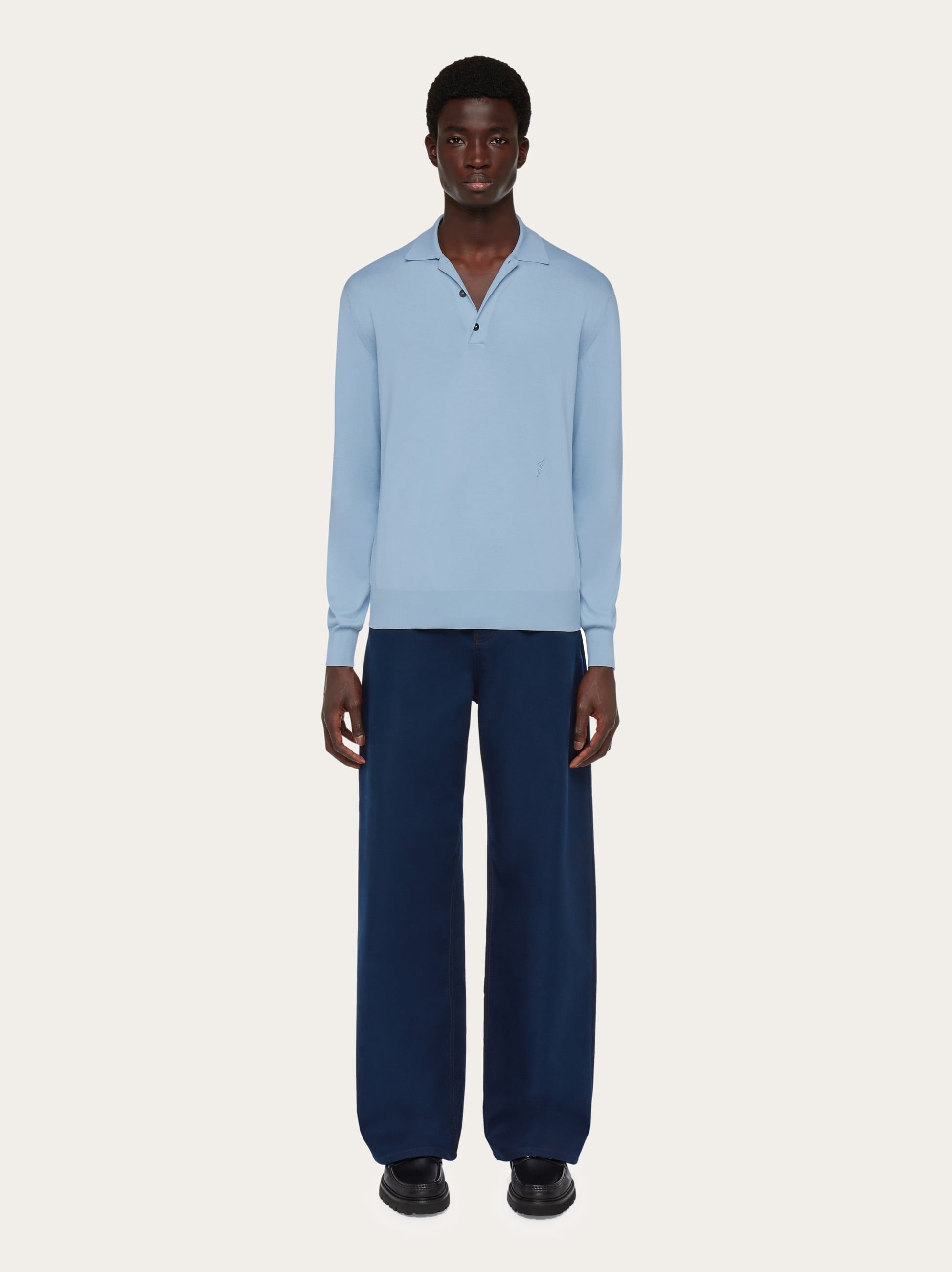 Long sleeved silk blend polo shirt - 6