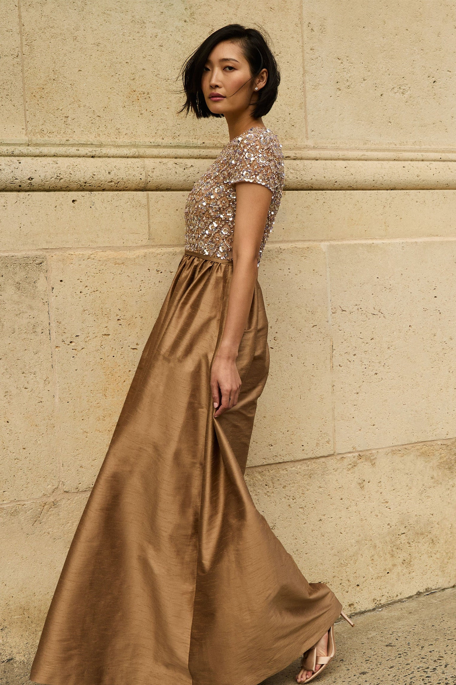 EMBELLISHED LONDA GOWN - CAFE - 2
