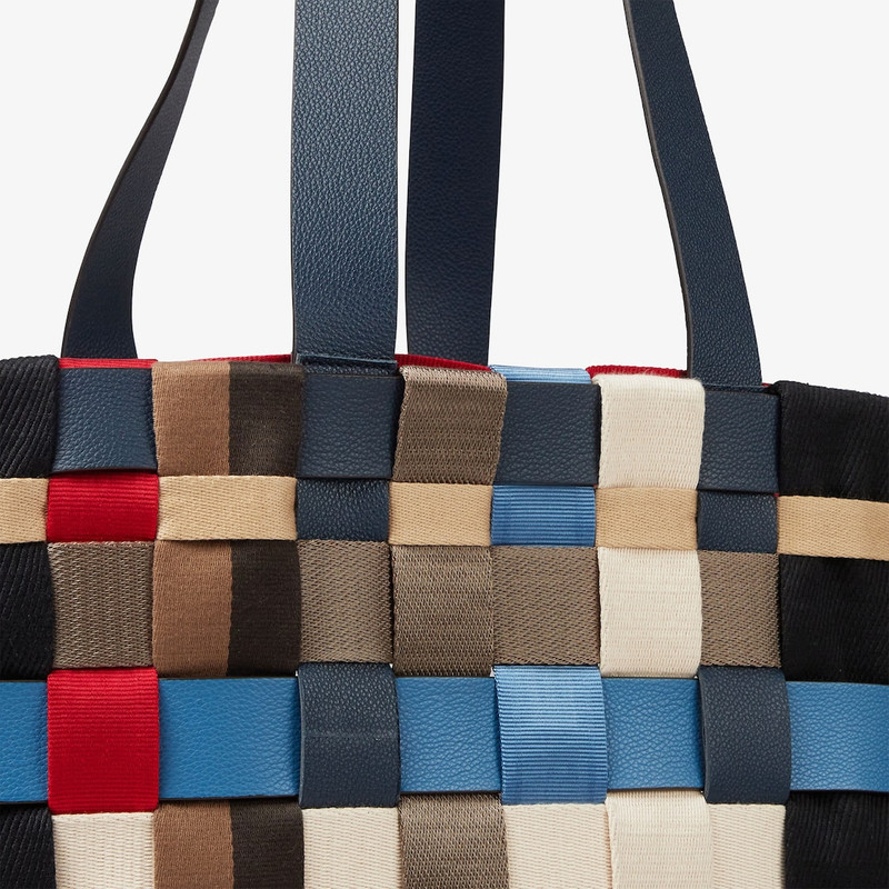 FENDI Shopper Bag Large Multicolor ribbon and leather interwoven bag outlook