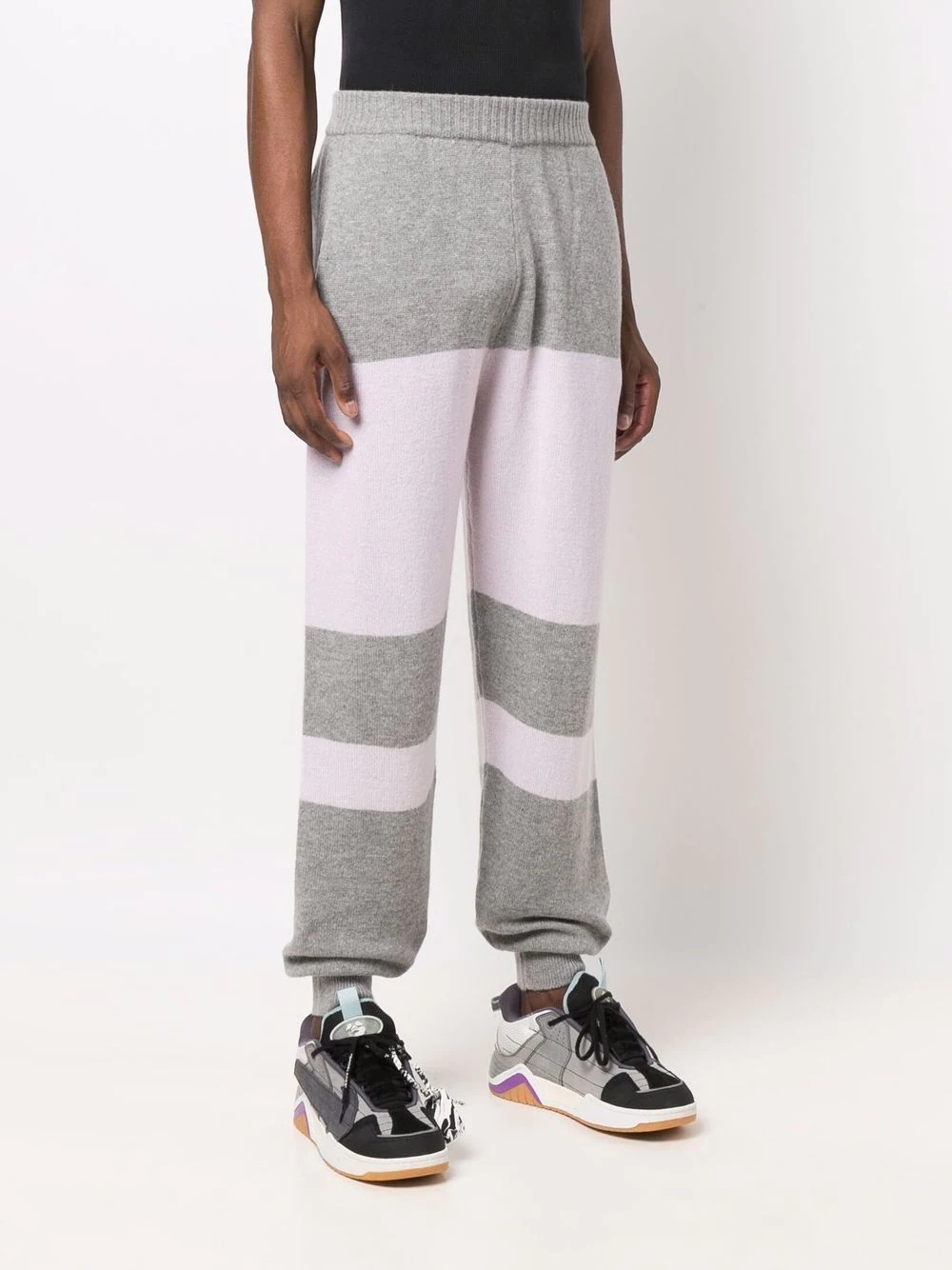 two-tone knitted track pants - 3