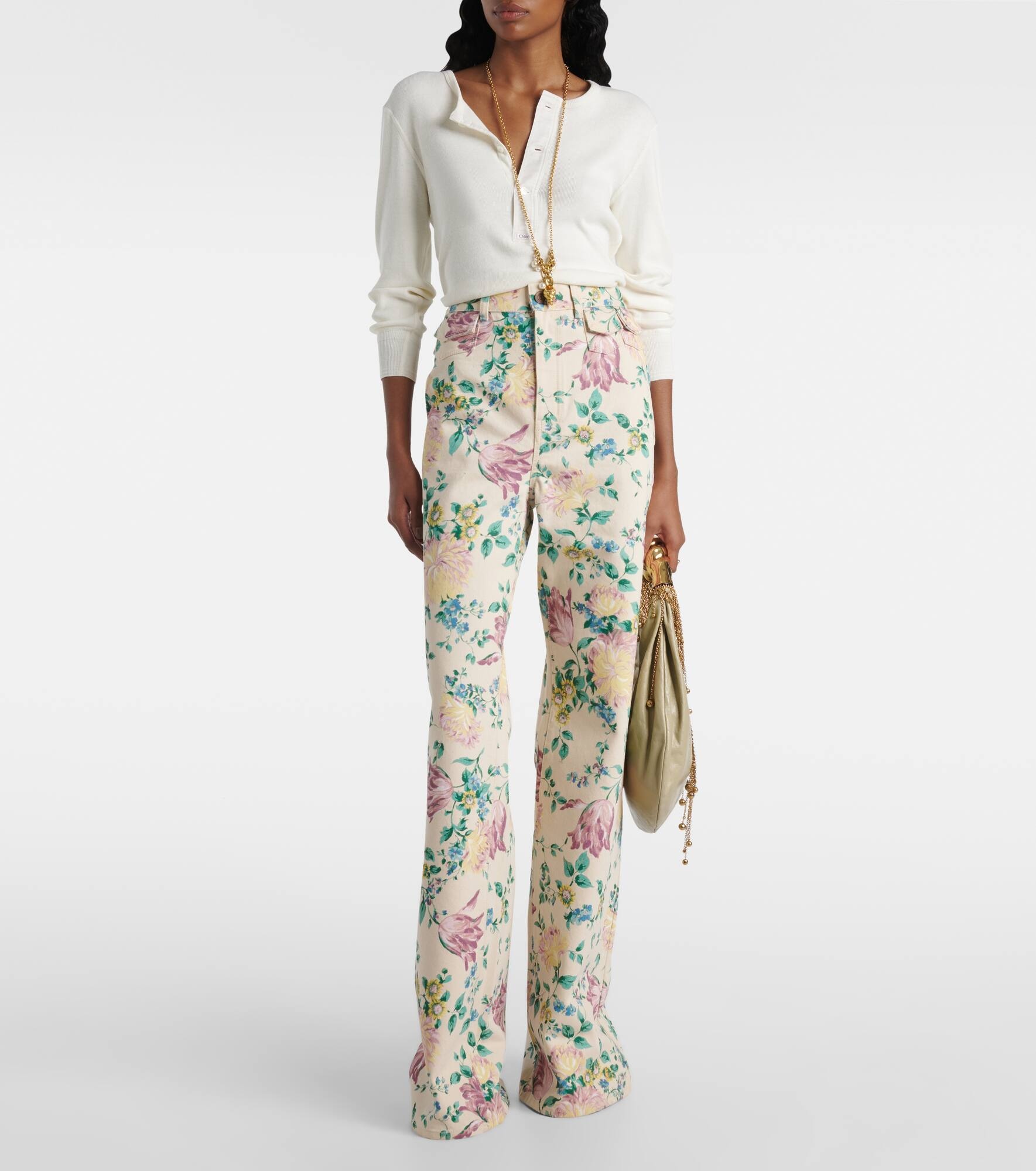 Floral high-rise flared jeans - 2