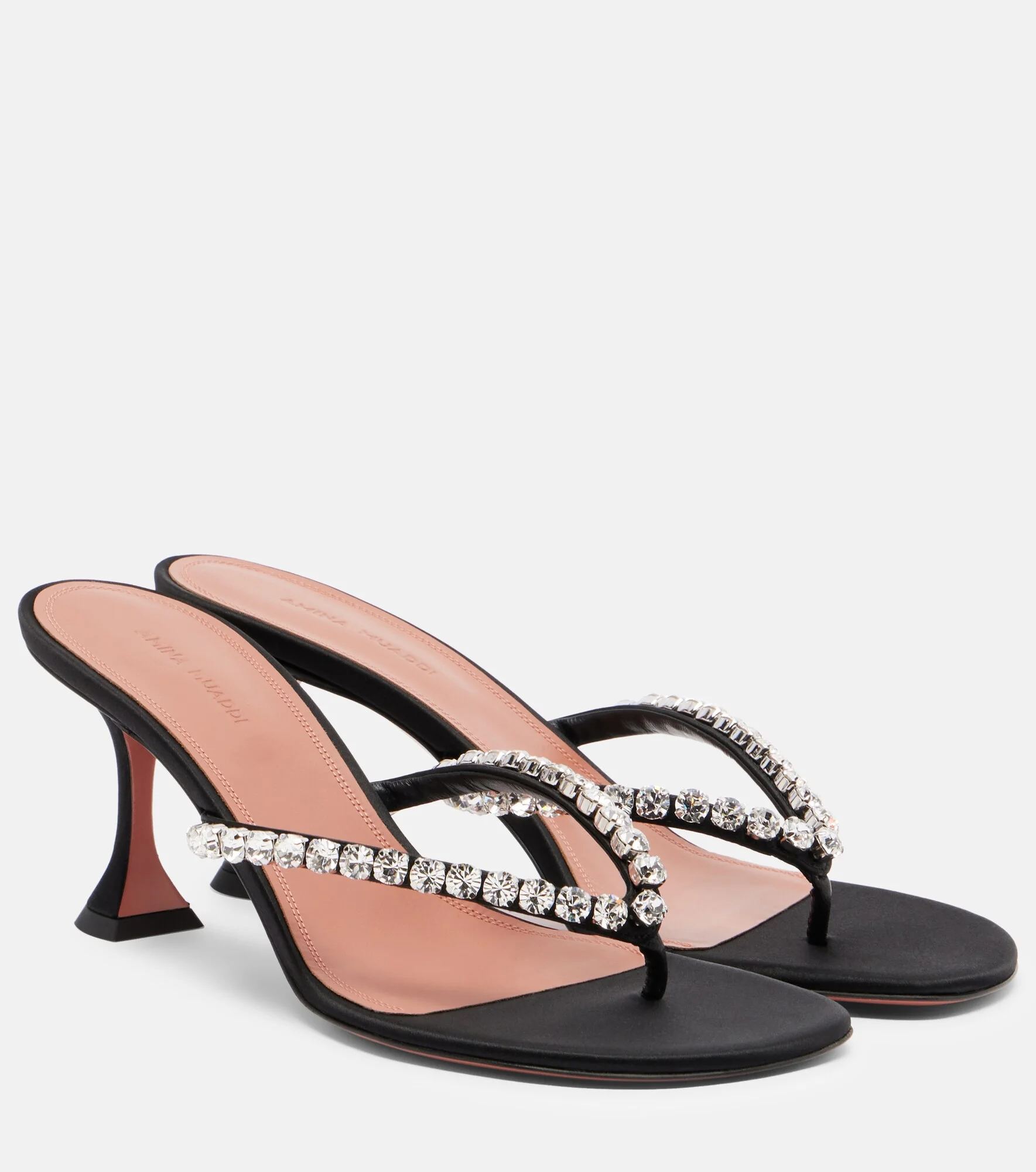 Gigi embellished satin thong sandals - 1
