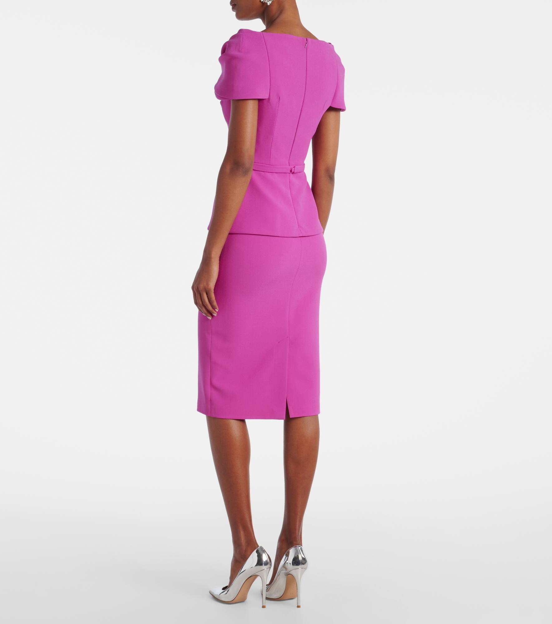 Belted peplum midi dress - 3