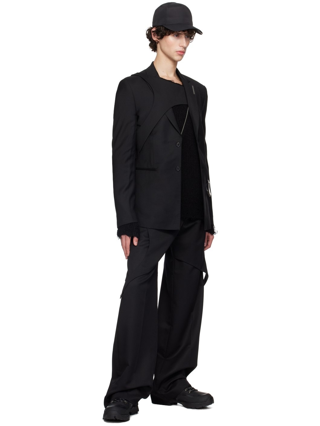 Black Integrated Harness Blazer - 4