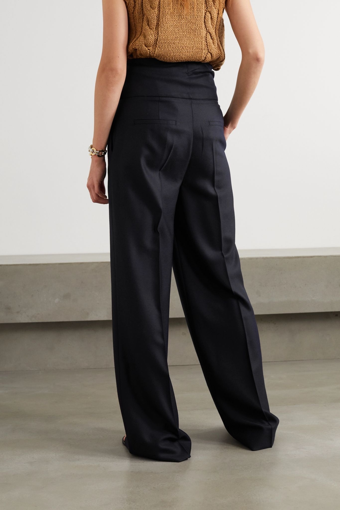 Belted pleated wool-twill wide-leg pants - 3