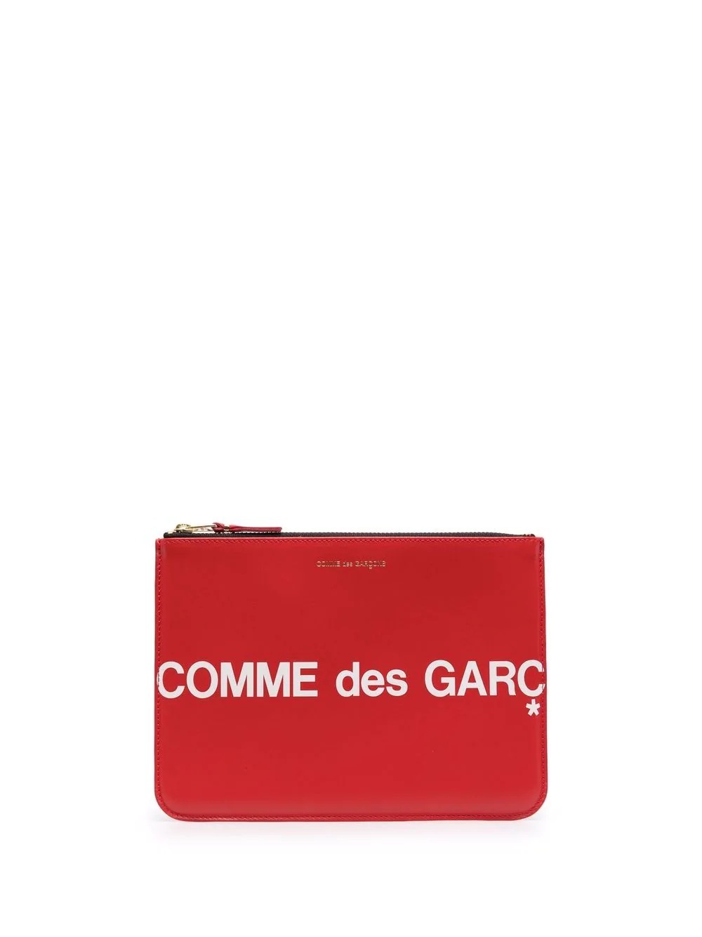 logo-print leather clutch bag - 1