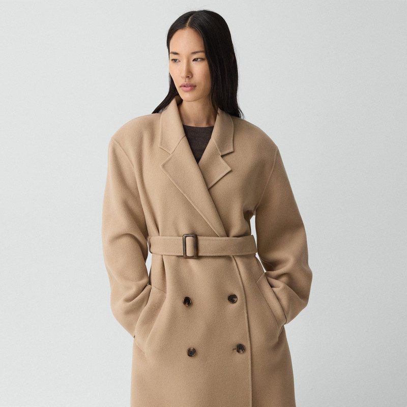 Long Trench Coat in Textured Wool-Cashmere 5