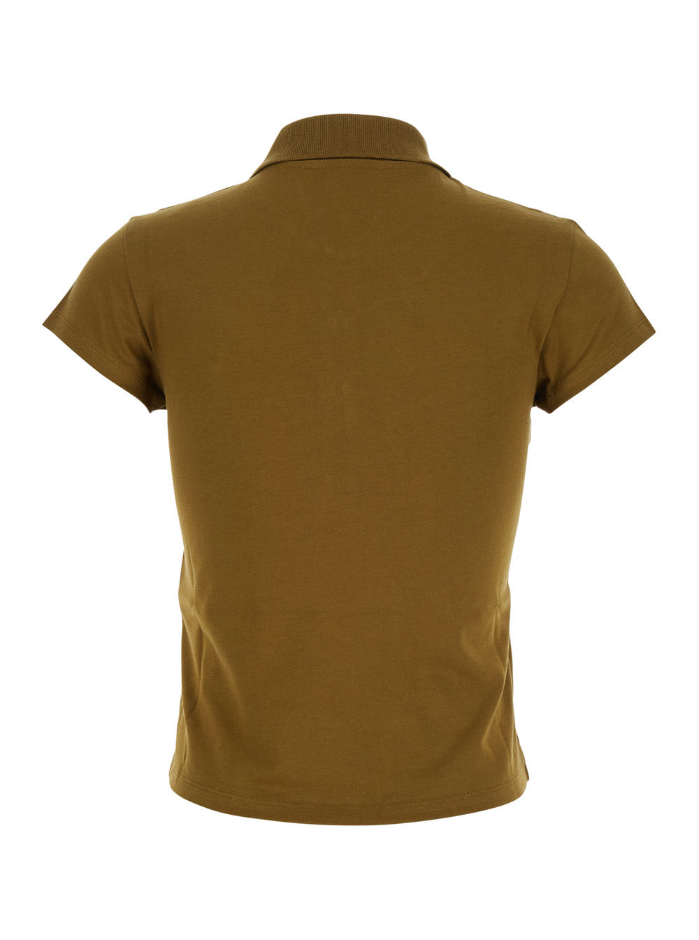 The Attico Women Green Polo Shirt With Classic Collar And Logo Lettering Embroidery On The Front In  - 2