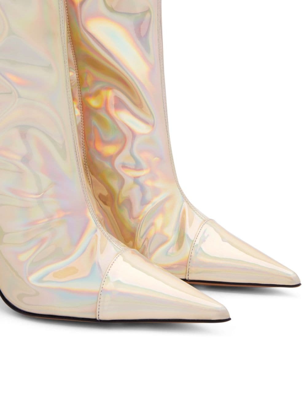 100mm holographic knee-high boots - 4