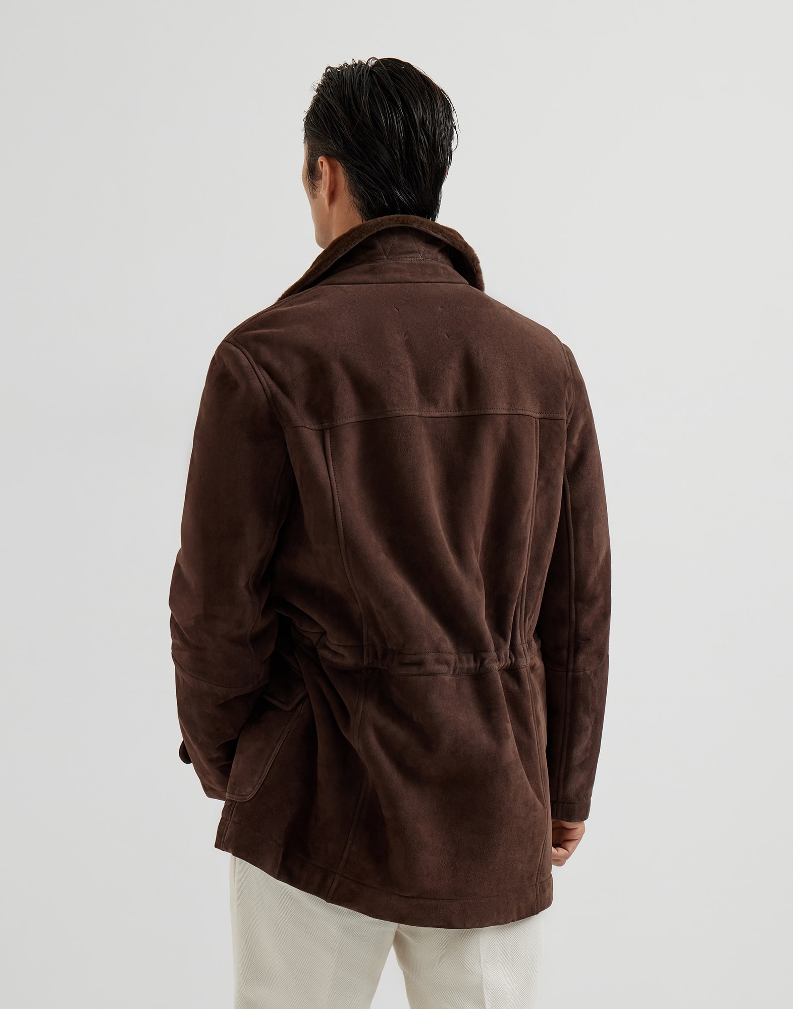 Tone-on-tone suede shearling coat - 2