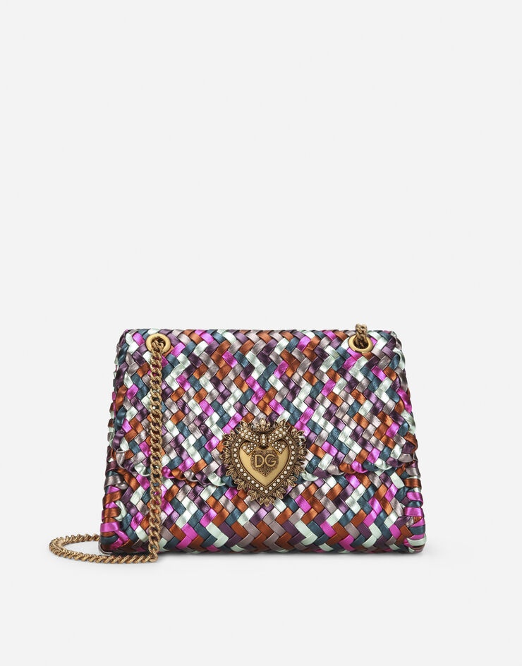 Large Devotion shoulder bag in multi-colored foiled woven nappa leather - 1