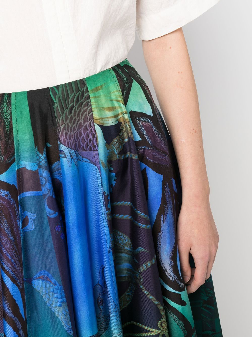 graphic-print silk midi skirt - 5