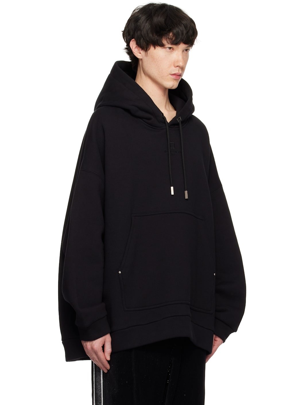 Black Cotton Hoodie - 2