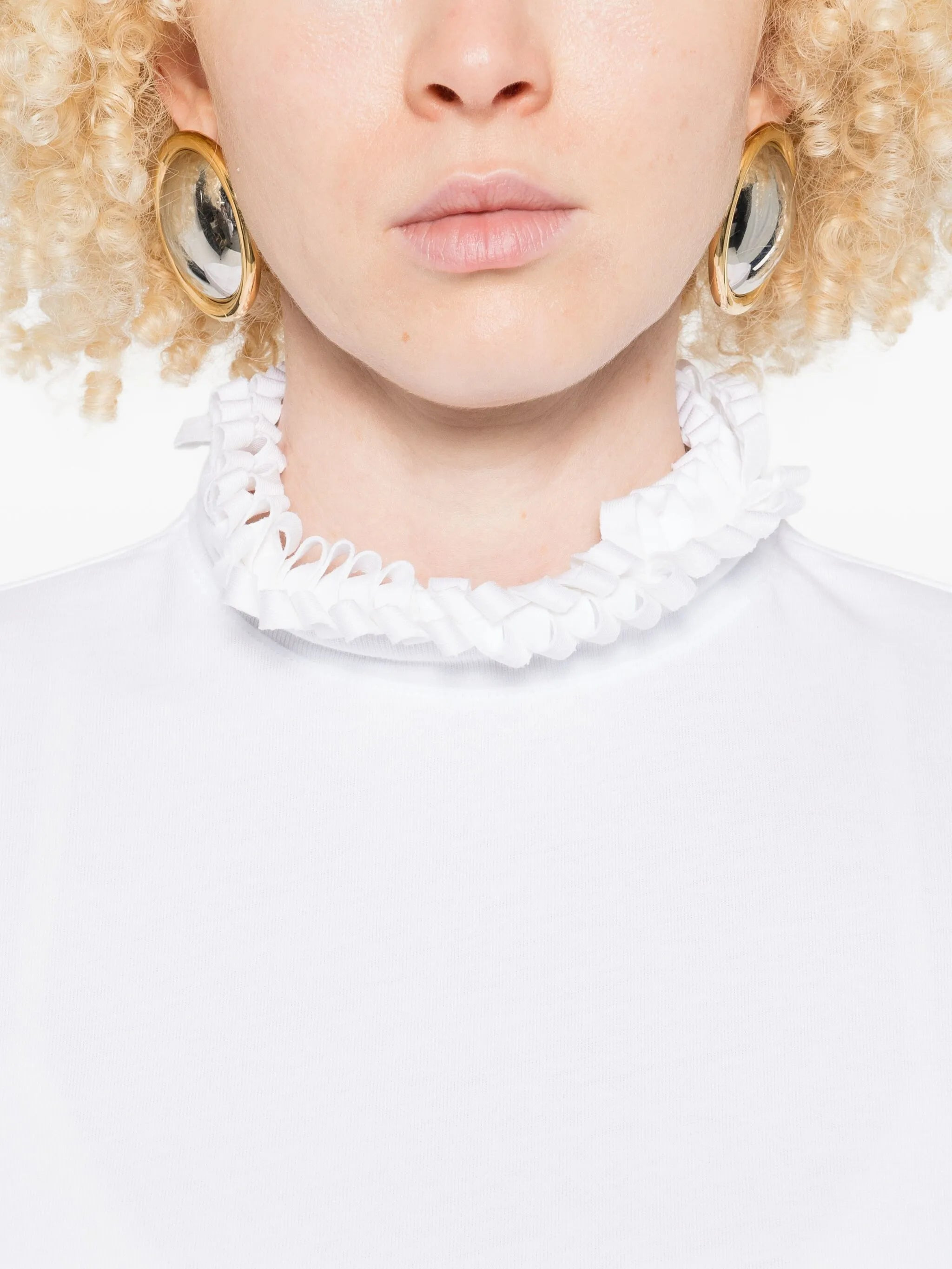 Alaïa Ruffled-neck Crop T-shirt - 4
