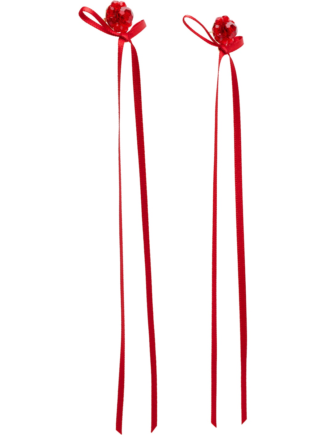 Red Bow Ribbon Stud Earrings - 2