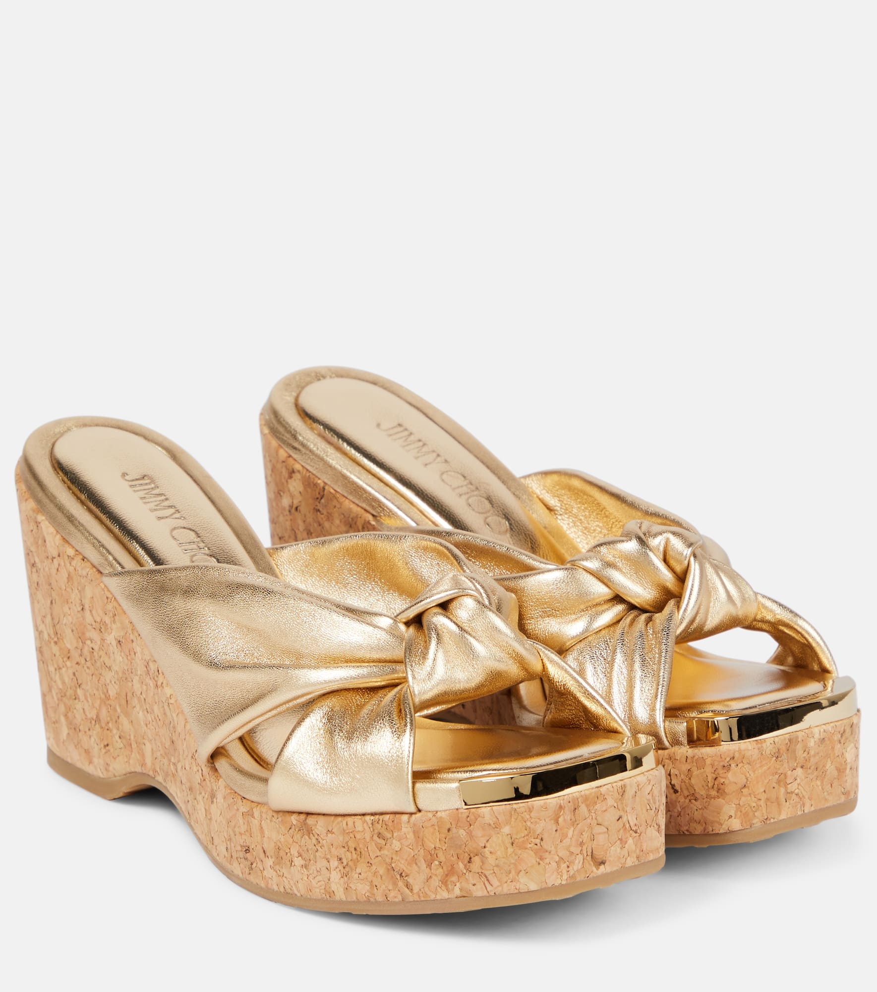 Avenue metallic leather wedge sandals - 1