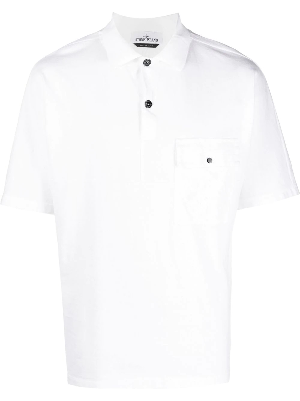 Compass-patch cotton polo shirt - 1