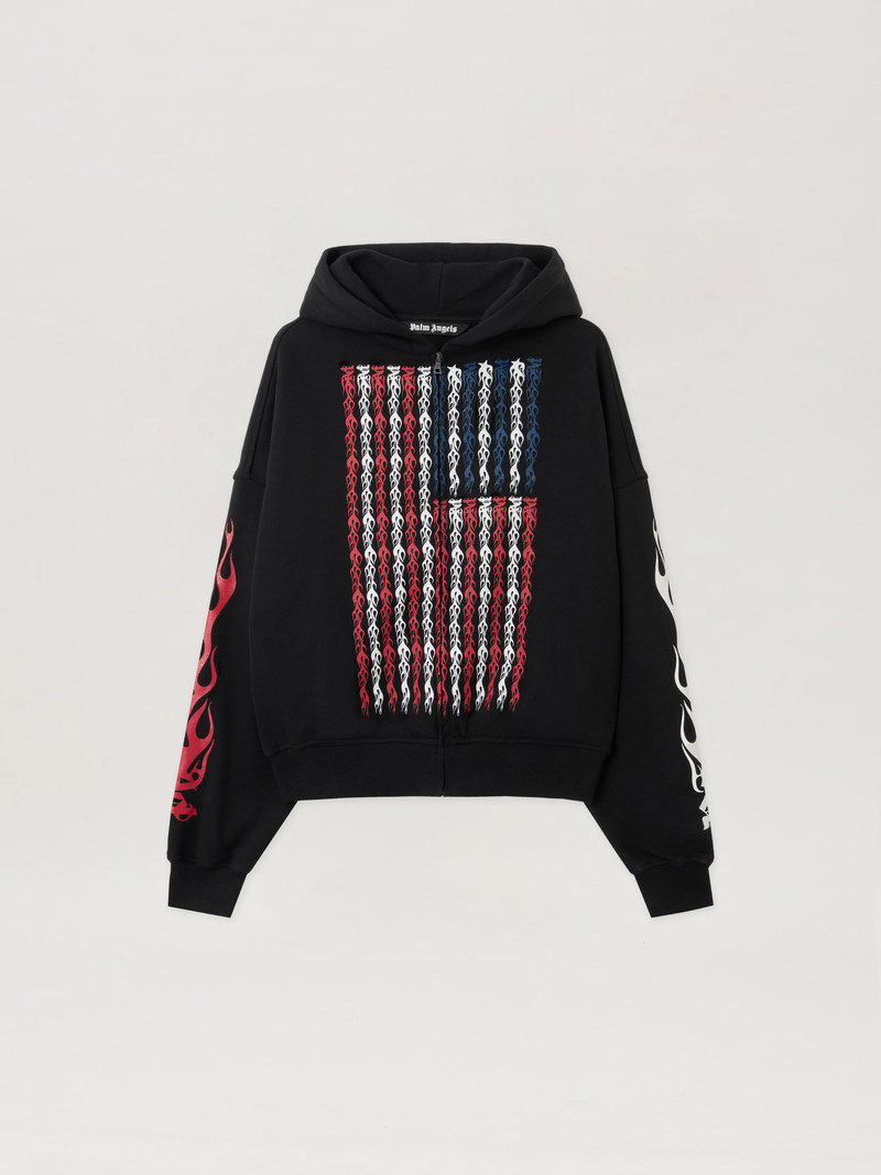 Flames Flag Zip Hoodie 1