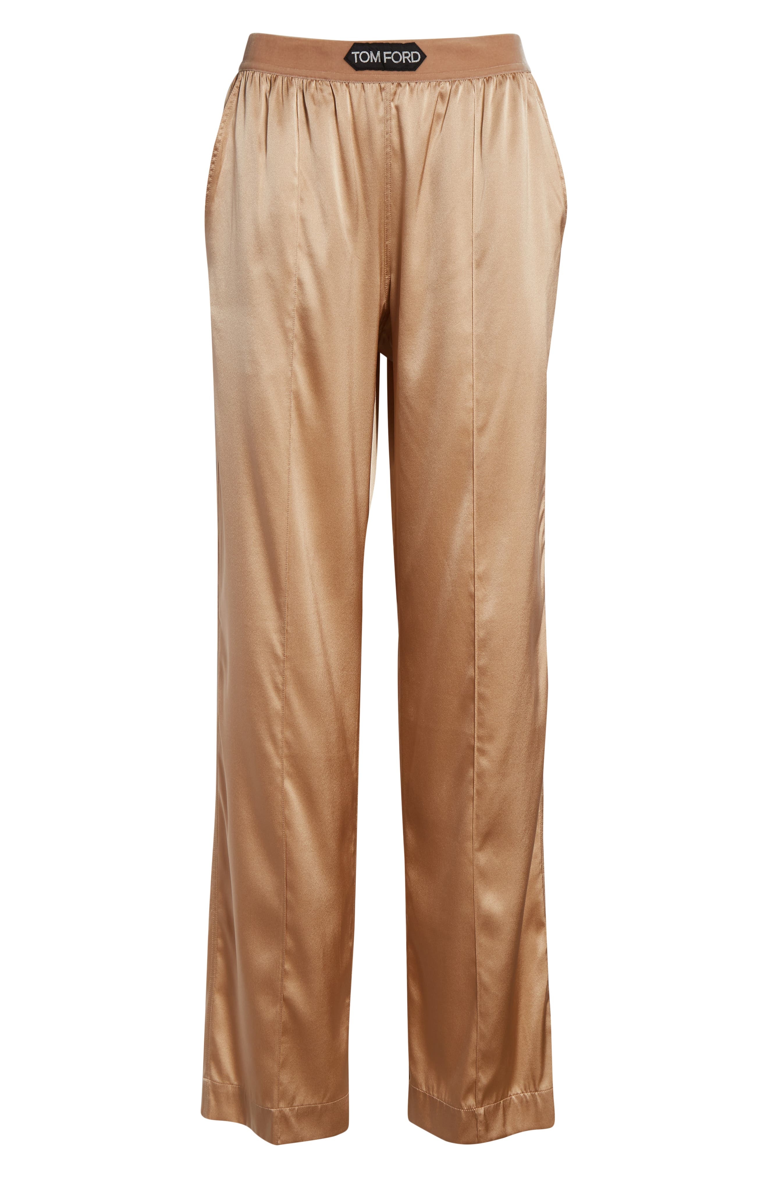 TOM FORD Stretch Silk Satin Pajama Pants in Pale Beige at Nordstrom - 6