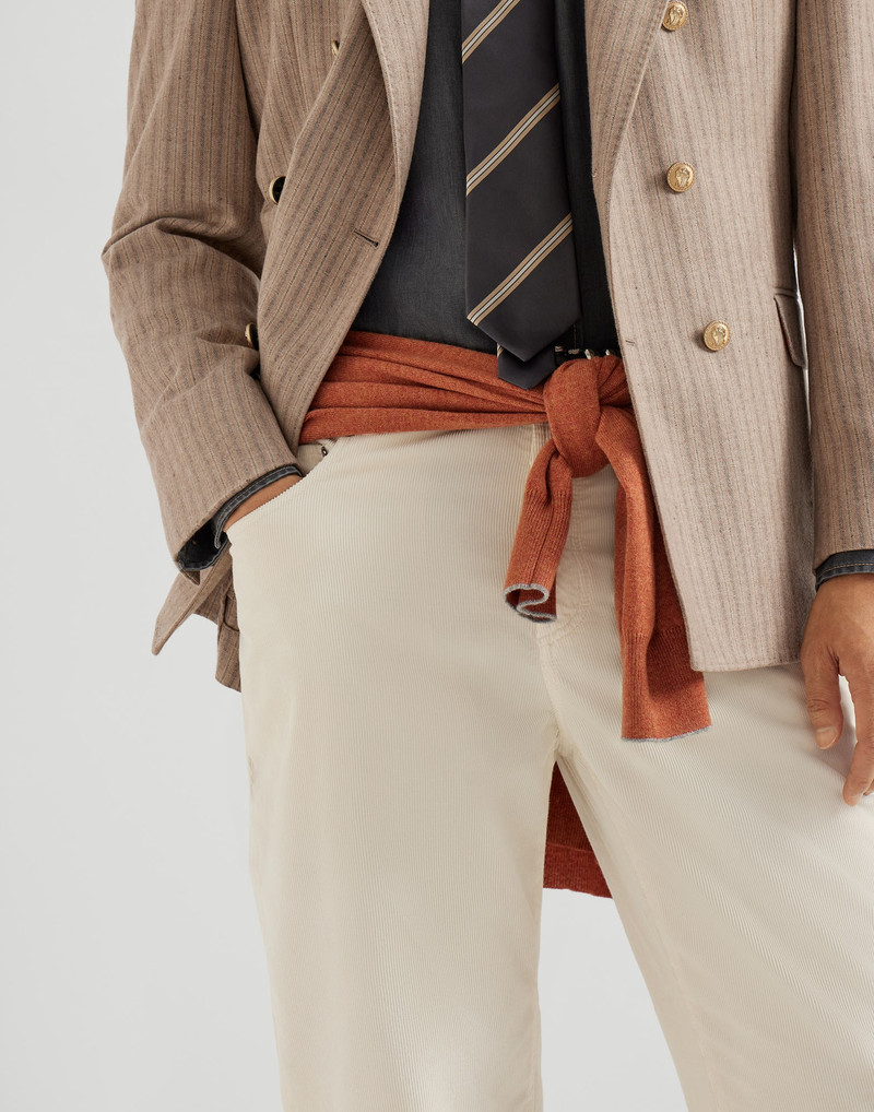 Garment-dyed cotton narrow wale corduroy five-pocket trousers 3