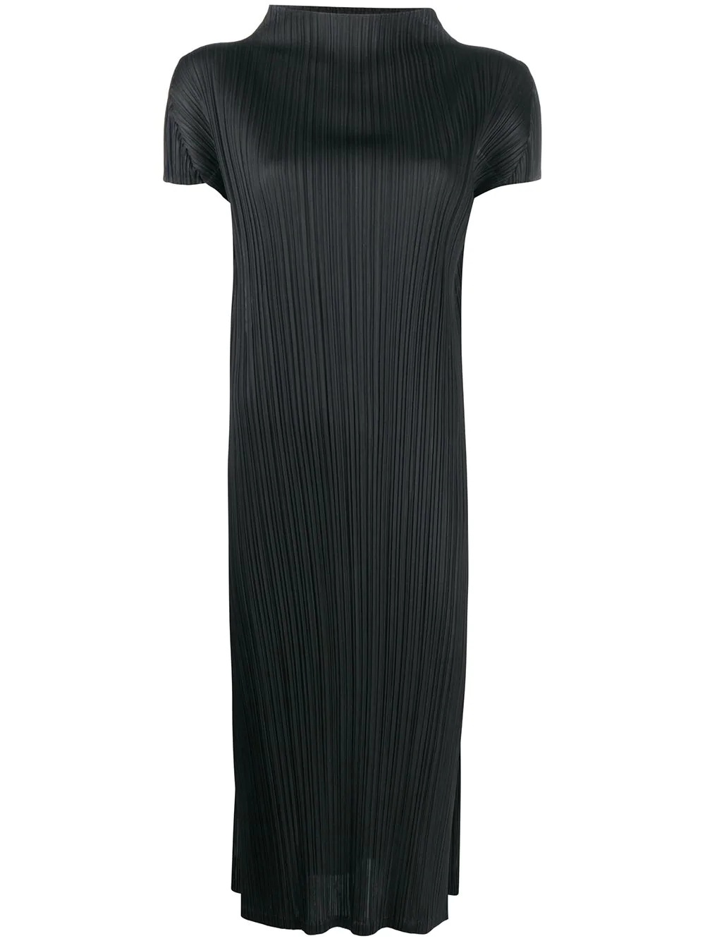 funnel-neck pleated midi dress - 1