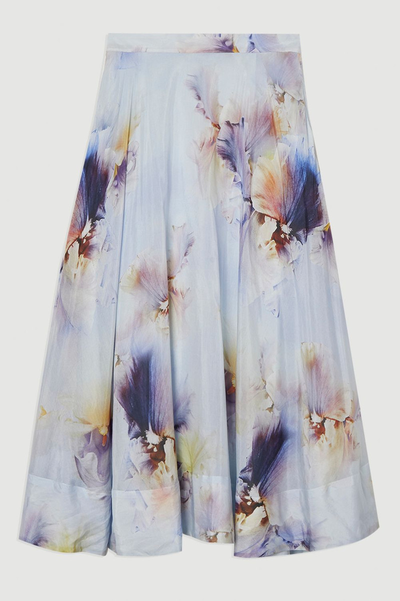 Spring Floral Silk Cotton Woven Prom Skirt 4