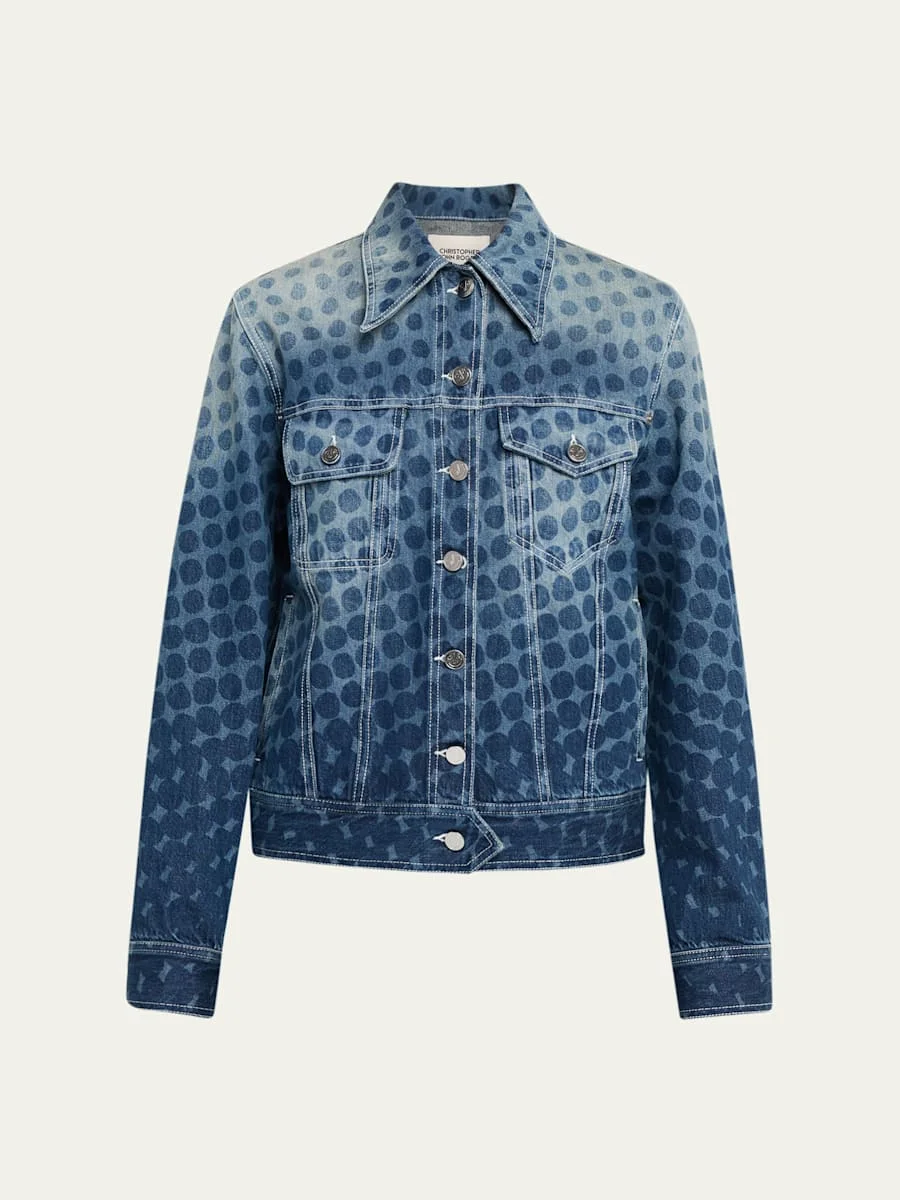 Halftone Wiggle Dot Denim Jacket - 1