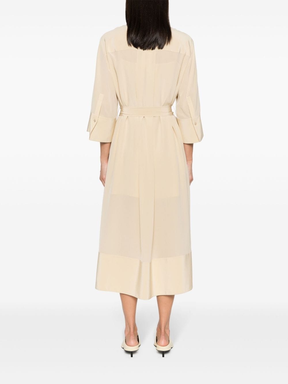 collarless silk dress - 4