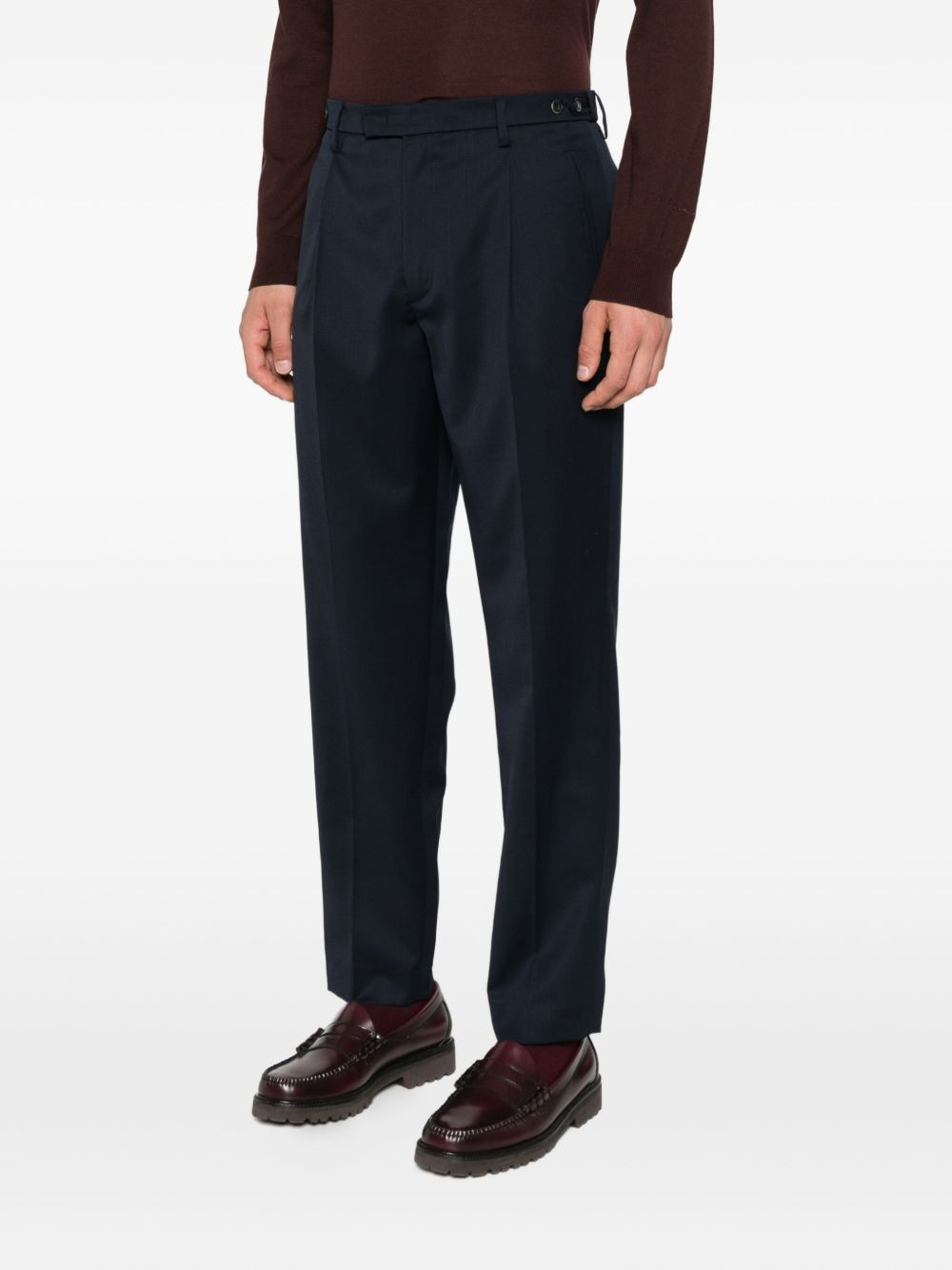 pleated-front tapered trousers - 3