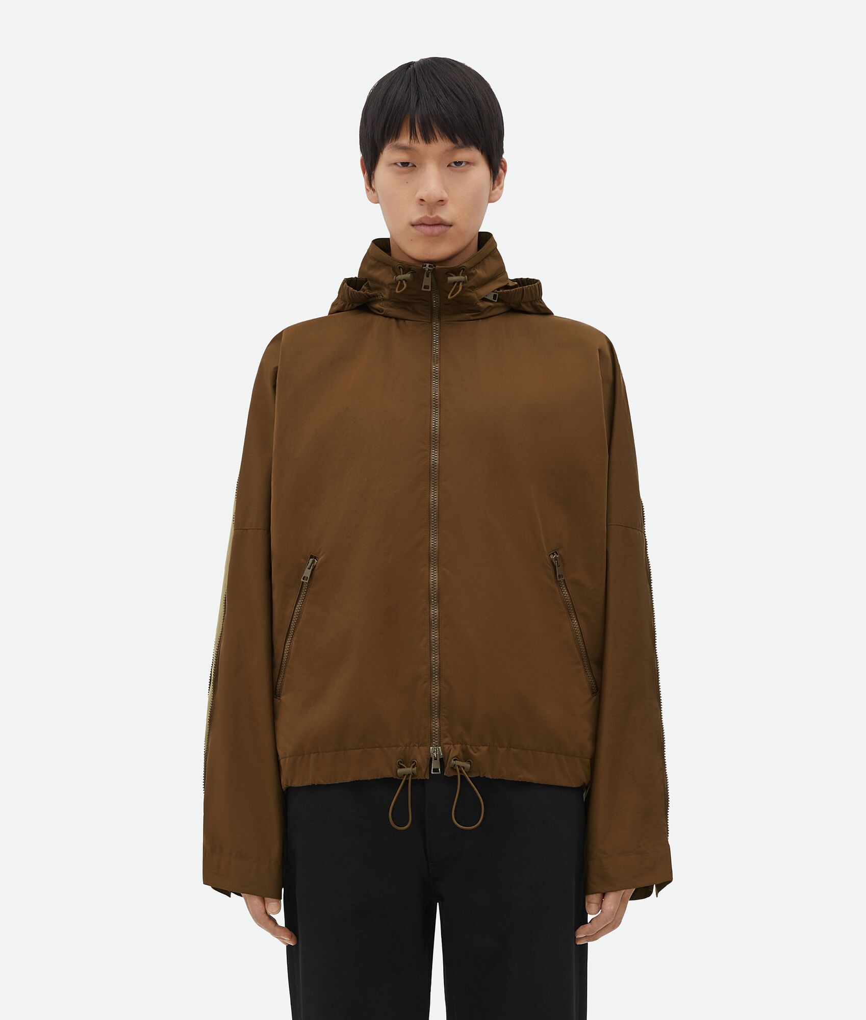 Contrasting Zipper Tech Nylon Jacket - 1