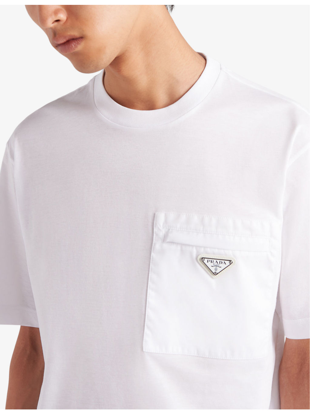 Re-Nylon brand-plaque cotton and recycled-nylon T-shirt - 3