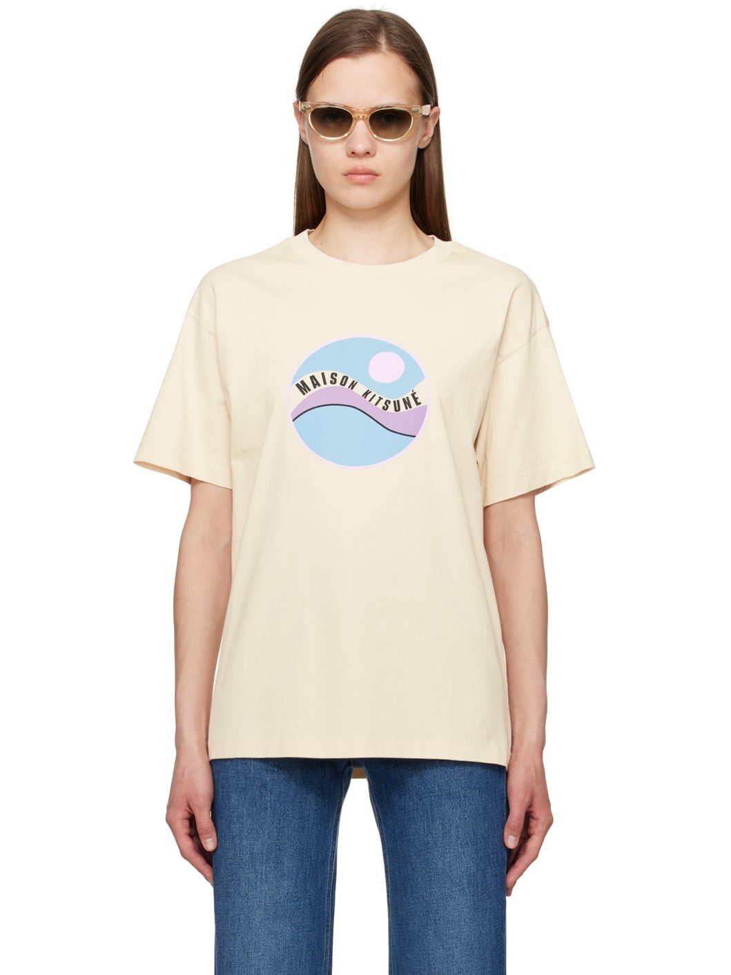 Beige Pop Wave T-Shirt - 1