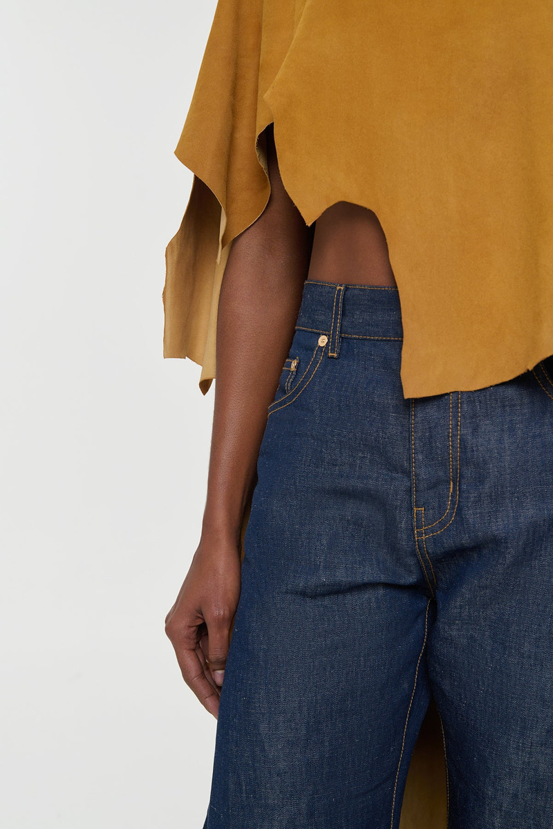 Calian Raw Cut Cape In Cashew Suede 9
