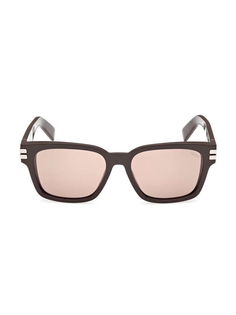 Men's 55MM Rectangular Sunglasses - Dark Brown Light Taupe 1
