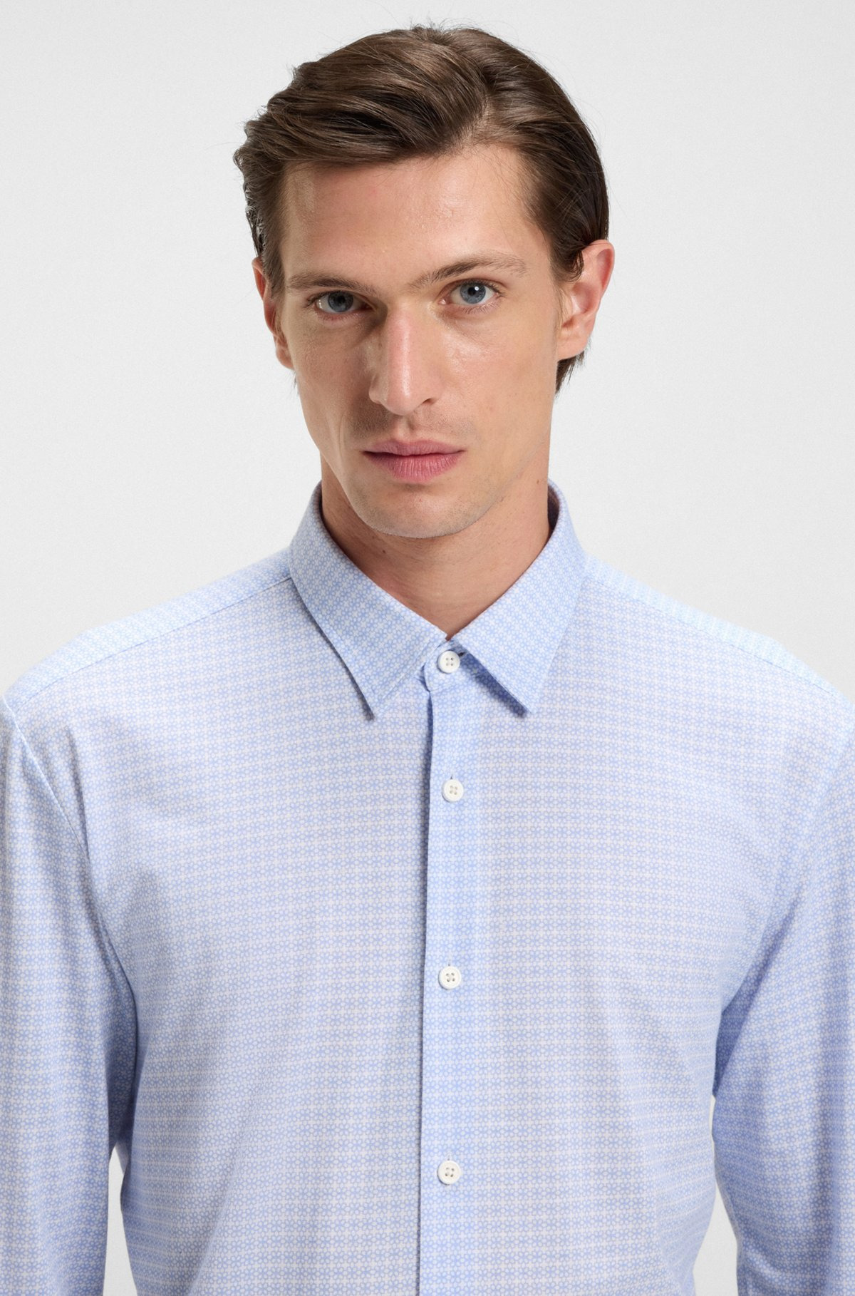 SLIM-FIT SHIRT IN PRINTED FLEX-WEAVE FABRIC - 3