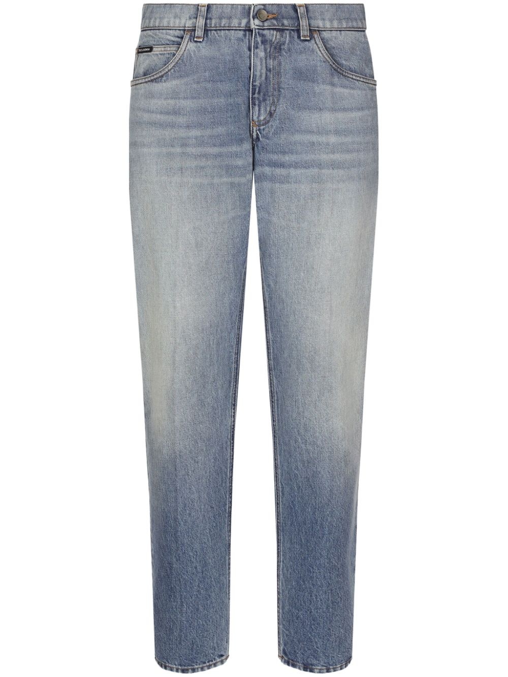 straight-leg stonewashed jeans - 1